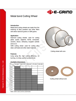 Metal Bond Cutting Wheels